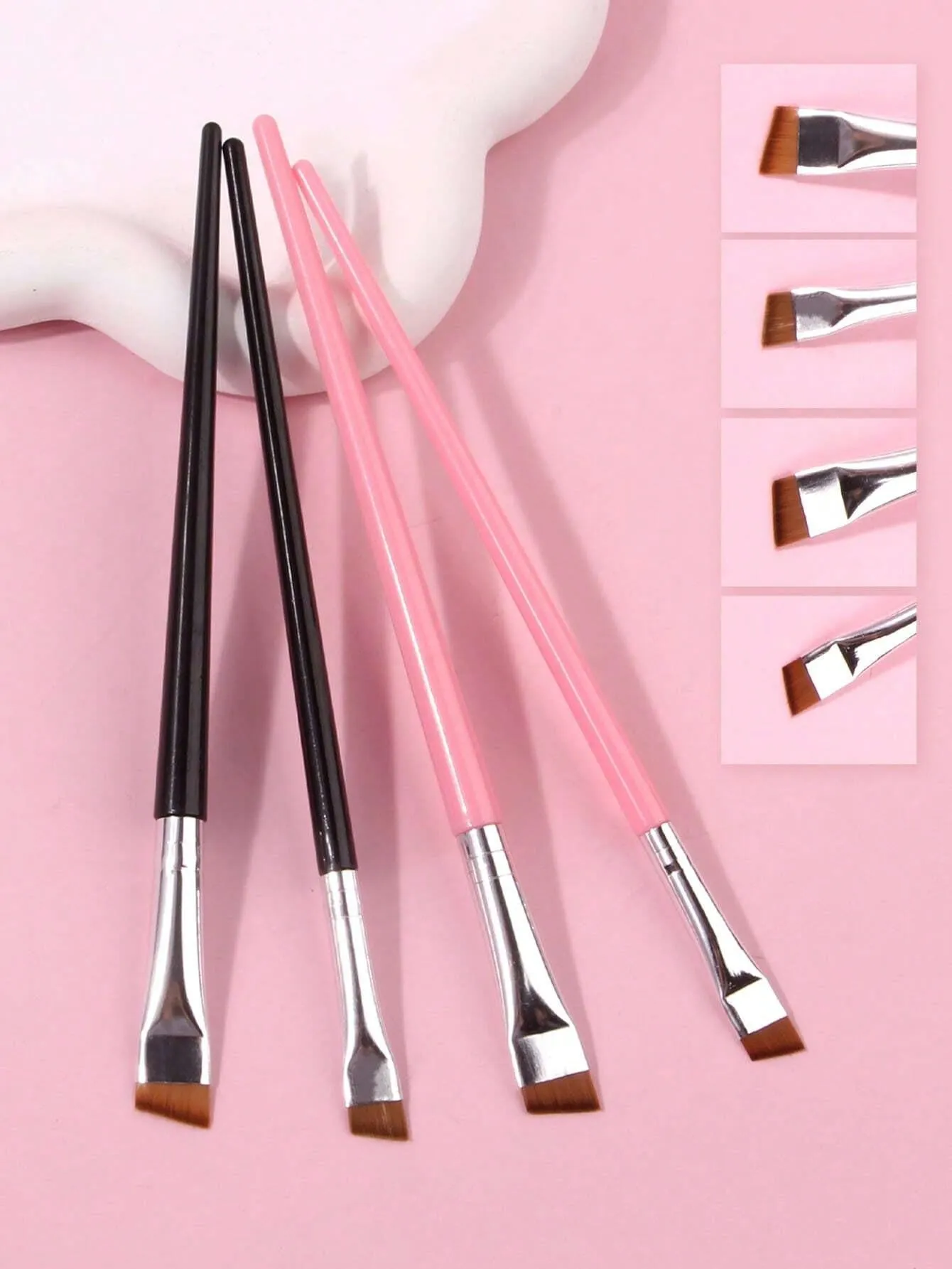 4pcs Upgrade Blade Eyeliner Brushes - Ultra-Thin, Angled, Flat & Eyebrow Brushes - Precise Makeup Tool For Small Details