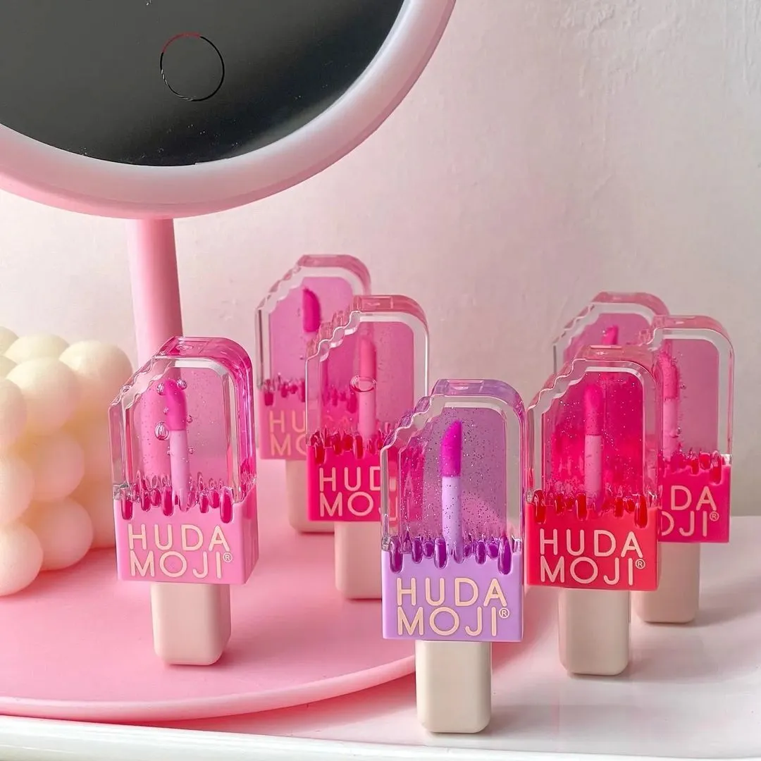 6pcs Hudamoji Ice Cream Shape Sweet Jelly Lip Oil Moisturizing Liquid Lipgloss