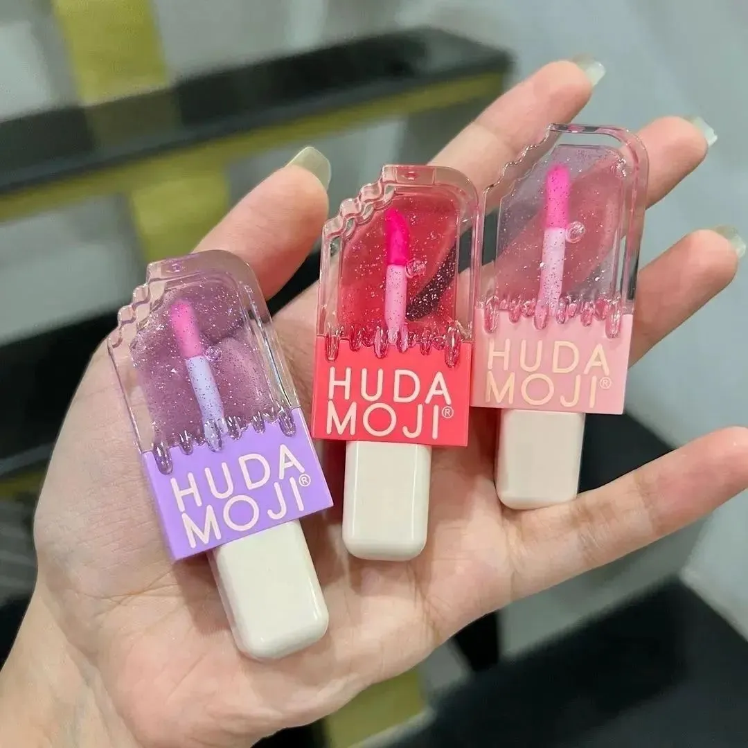 6pcs Hudamoji Ice Cream Shape Sweet Jelly Lip Oil Moisturizing Liquid Lipgloss