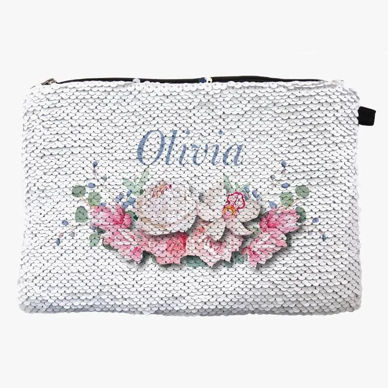 Custom Name Accessory Sequin Makeup Bag | Multiple Designs