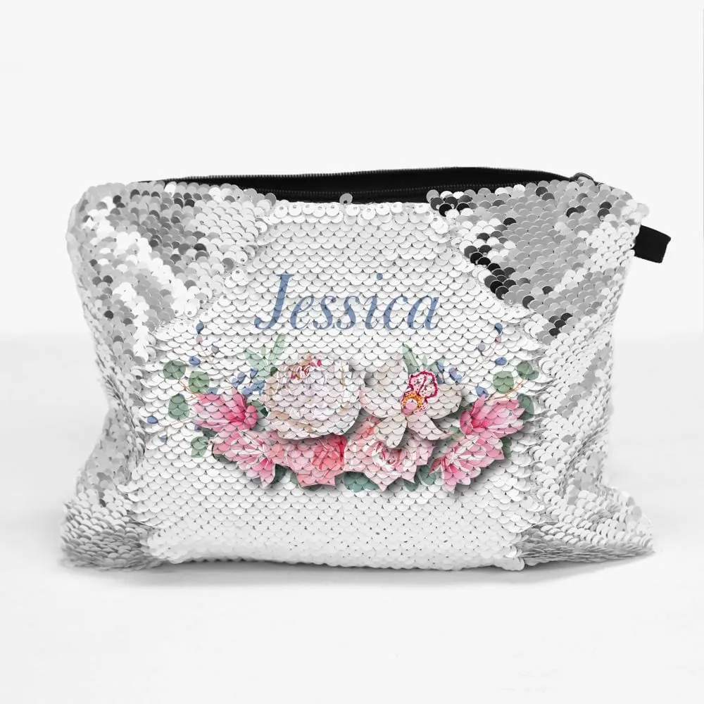 Custom Name Accessory Sequin Makeup Bag | Multiple Designs