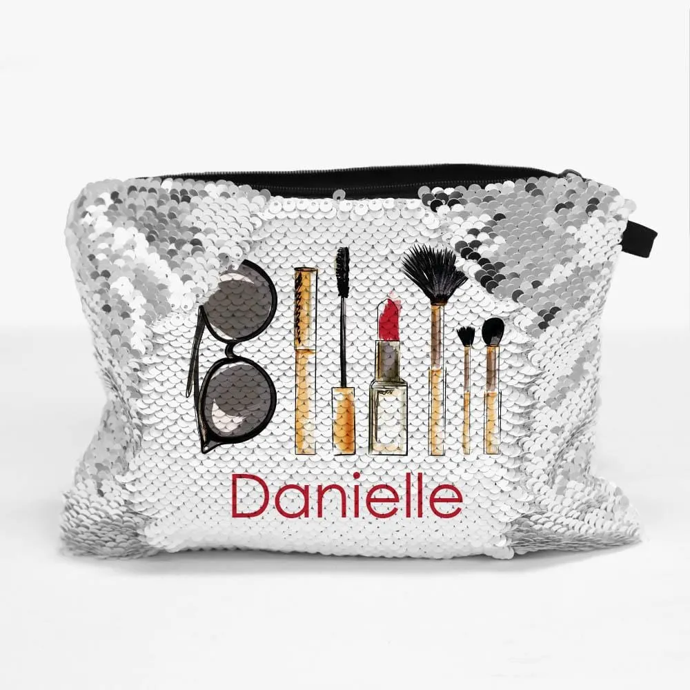 Custom Name Accessory Sequin Makeup Bag | Multiple Designs