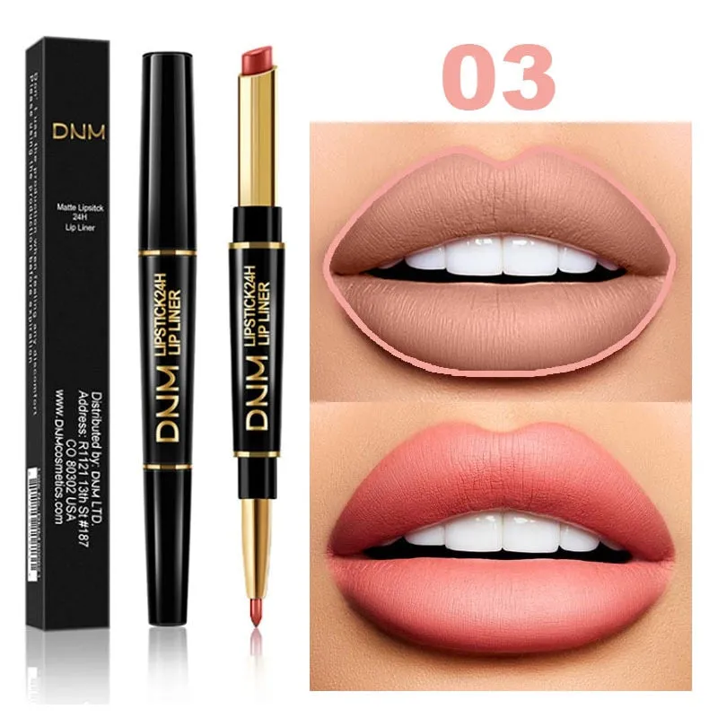 Double Ended Matte Lipstick - Long Lasting Waterproof - Dark Red Lips