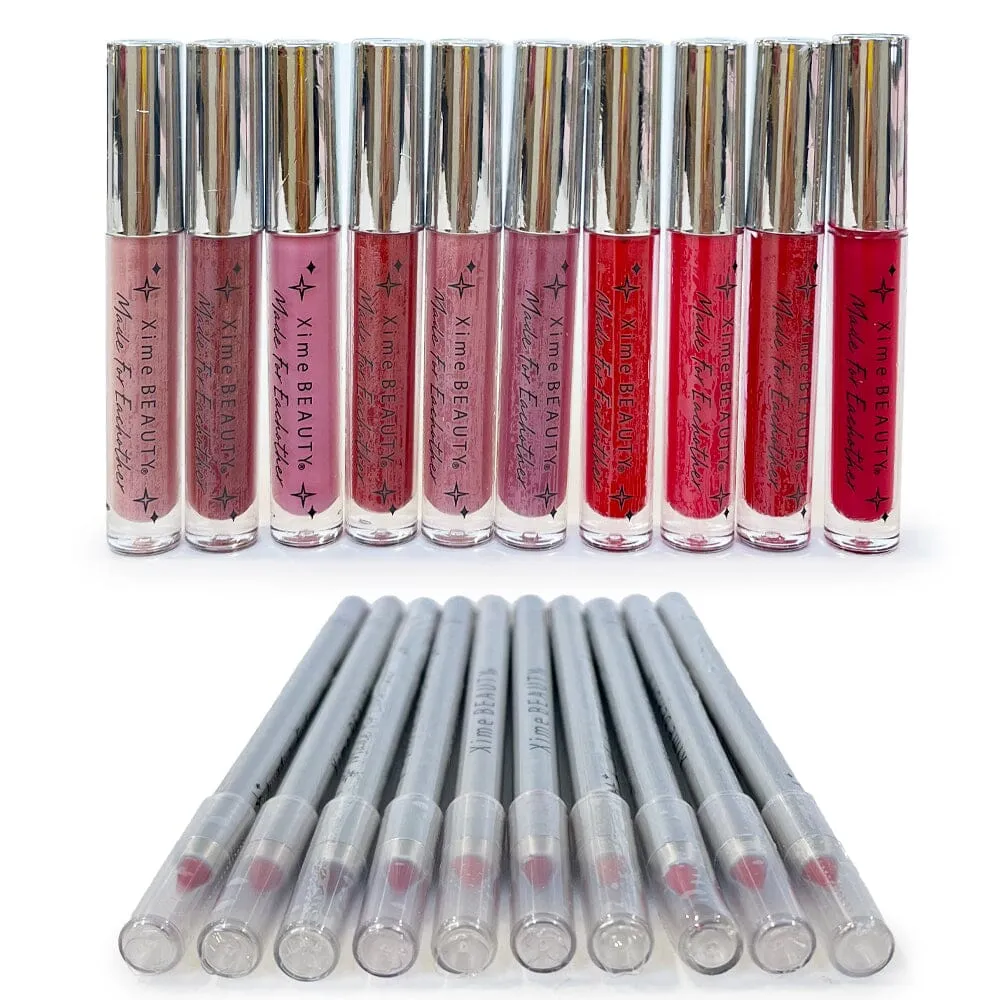 Lips Gloss & Lip Liner 10 Color Set (12 units)