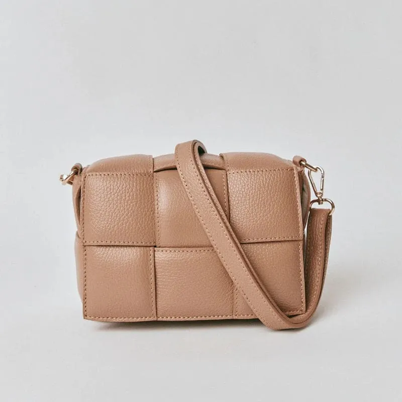 Margot Leather Woven Bag | Light Tan