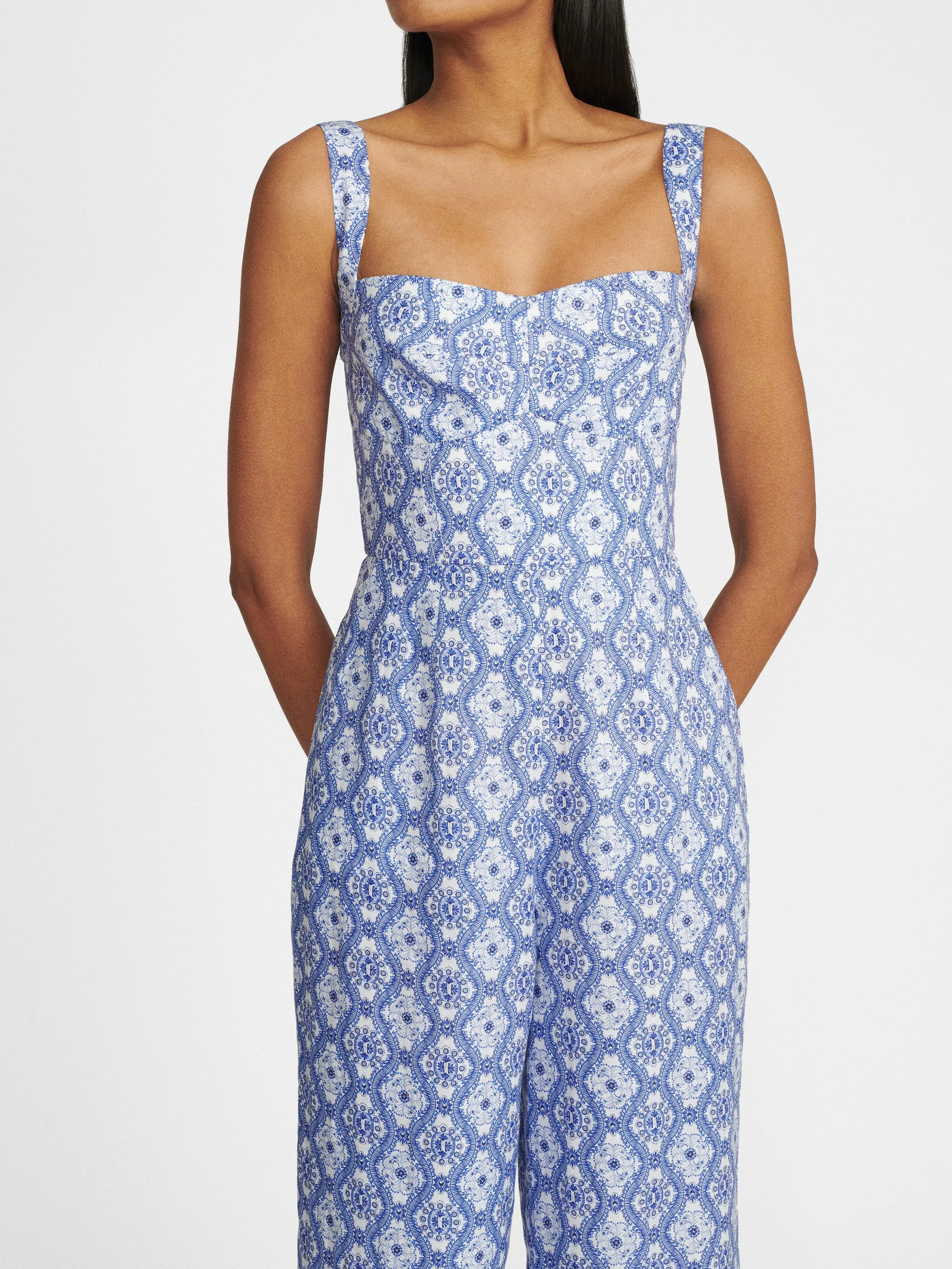 Rachel Jumpsuit in Delphiniums print