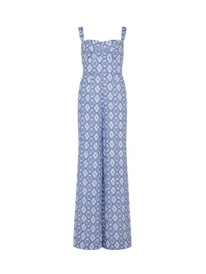 Rachel Jumpsuit in Delphiniums print